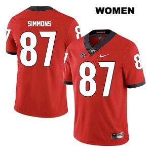 Women's Georgia Bulldogs NCAA #87 Tyler Simmons Nike Stitched Red Legend Authentic College Football Jersey GKO5654BF
